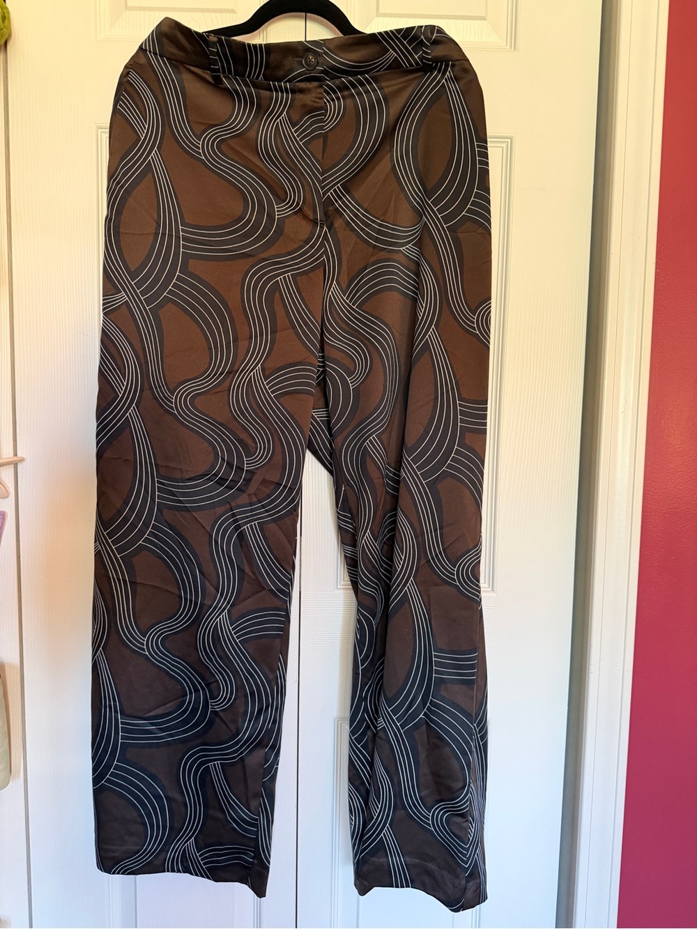 Ann Taylor Brown & Black Wave-Print Wide Leg Pants Set